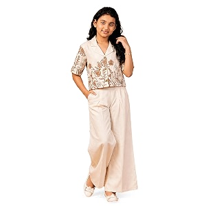 Fashion Dream Girls Cotton Blend Embroidered Co-Ord