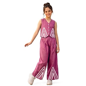 Fashion Dream Girls Cotton Blend Embroidered Co-Ord