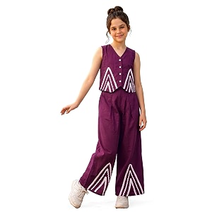 Fashion Dream Girls Cotton Blend Embroidered Co-Ord