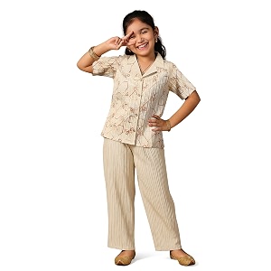 Fashion Dream Girls Cotton Blend Embroidered Co-Ord