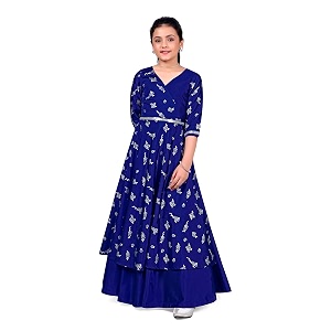 Fashion Dream Girls Silk Blend Floral Printed