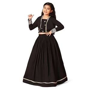 Fashion Dream Girls Silk Blend Readymade Embroidered