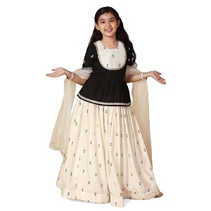 Fashion Dream Girls Silk Blend Readymade Embroidered