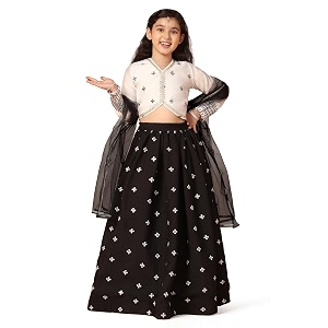 Fashion Dream Girls Silk Blend Readymade Embroidered
