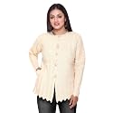 Women's Woollen Round Neck Floral Embroidered self Design Fullsleeve Winter Wear Buttoned Cardigan (Type - Women's Sweater, Size - Medium, Large, X-Large) Beige