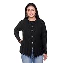 Wool Round Neck Womens Fullsleeve Woollen Cardigan Sweater (10-8046-NPT6_Black