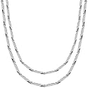 Fashion Frill Men's Double Coated Popular Stainless Steel Silver Chain For Men Boys Girls Stylish Necklaces Silver Chain Anniversary Love Gift For Husband Unisex Chains 22 Inches