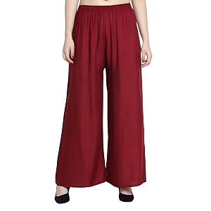 FASHION GALLERY Womens Solid Rayon Palazzo Pants
