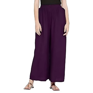 FASHION GALLERY Womens Solid Rayon Palazzo Pants