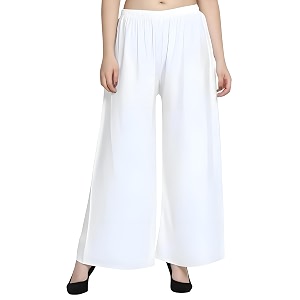 FASHION GALLERY Womens Solid Rayon Palazzo Pants