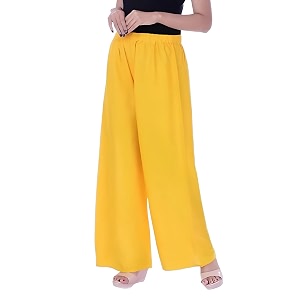 FASHION GALLERY Womens Solid Rayon Palazzo Pants