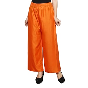FASHION GALLERY Womens Solid Rayon Palazzo Pants