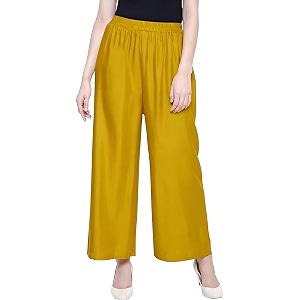 FASHION GALLERY Womens Solid Rayon Palazzo Pants