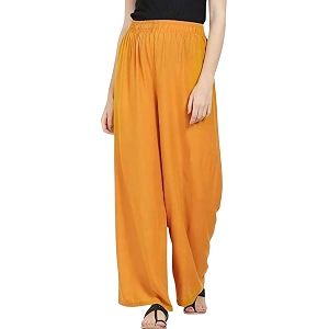 FASHION GALLERY Womens Solid Rayon Palazzo Pants