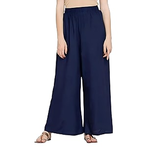 FASHION GALLERY Womens Solid Rayon Palazzo Pants