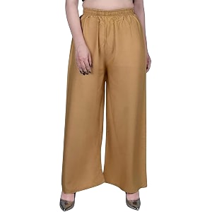 FASHION GALLERY Womens Solid Rayon Palazzo Pants