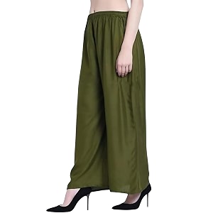 FASHION GALLERY Womens Solid Rayon Palazzo Pants