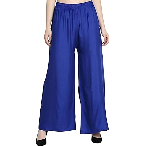 FASHION GALLERY Womens Solid Rayon Palazzo Pants
