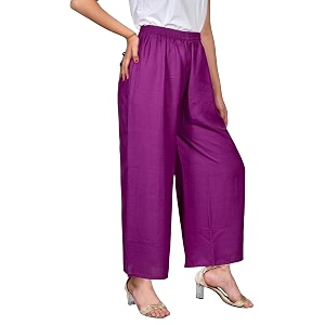 FASHION GALLERY Womens Solid Rayon Palazzo Pants