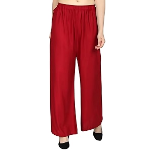 FASHION GALLERY Womens Solid Rayon Palazzo Pants