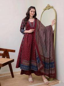 fashion hour Printed Anarkali Kurta Bottom