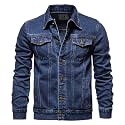 Fashion Mens Denim Trucker Jackets Slim Fit Mens Jeans Jacket Cotton Outwear Coat Long Sleeve Plus Size Male