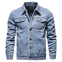 Fashion Mens Denim Trucker Jackets Slim Fit Mens Jeans Jacket Cotton Outwear Coat Long Sleeve Plus Size Male