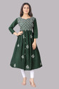 Fashion Mint Women Embroidered Flared Kurta