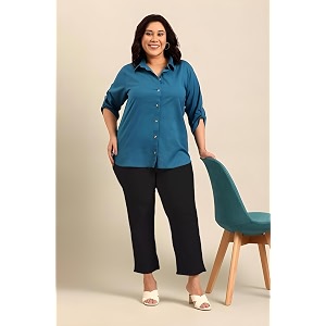 Fashion Plus PlointTrandy Textured Trousers for Women