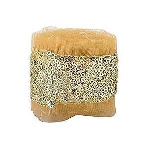 fashion sequence net laces for dressessareeslehengasuitscapsbagsdecorationsborderscrafts - gold - pack of 425 meters