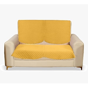 fashion throw quilted velvet l shape seater sofa cover  anti-slip  machine washable  sofa slipcover  45x26 inch yellow 2 seater