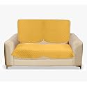 Fashion Throw Quilted Velvet L Shape Seater Sofa Cover | Anti-Slip | Machine Washable | Sofa Slipcover | 45X26 inch Yellow (2 Seater)