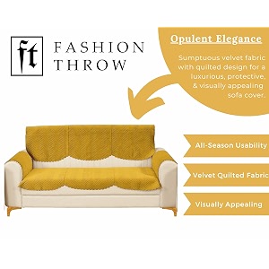 fashion throw quilted velvet 3 seater sofa cover  anti-slip  machine washable  sofa slipcover  yellow with armrest covers