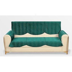 fashion throw quilted velvet 3 seater sofa cover  anti-slip  machine washable  sofa slipcover  teal with armrest covers