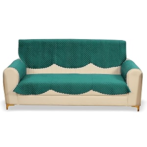 fashion throw quilted velvet 3 seater sofa cover  anti-slip  machine washable  sofa slipcover  teal with armrest covers