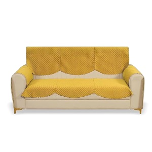 fashion throw quilted velvet 3 seater sofa cover  anti-slip  machine washable  sofa slipcover  yellow with armrest covers