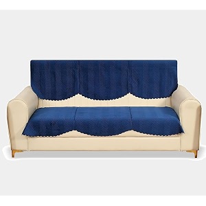fashion throw quilted velvet 3 seater sofa cover  anti-slip  machine washable  sofa slipcover  navy 3 seater