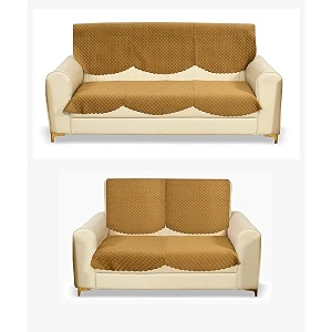 fashion throw quilted velvet 3 and 2 seater sofa cover  anti-slip  machine washable  sofa slipcover  golden 32
