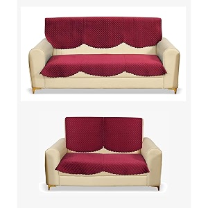 fashion throw quilted velvet 3 and 2 seater sofa cover  anti-slip  machine washable  sofa slipcover  pink 32