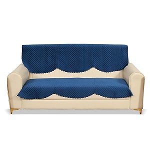 fashion throw quilted velvet 3 seater sofa cover  anti-slip  machine washable  sofa slipcover  navy 3 seater