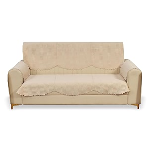 fashion throw quilted velvet 3 seater sofa cover  anti-slip  machine washable  sofa slipcover  beige with armrest covers