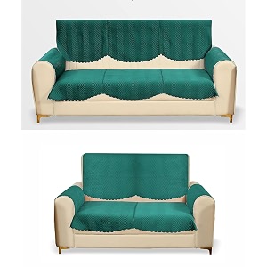 fashion throw quilted velvet l shape seater sofa cover  anti-slip  machine washable  sofa slipcover  teal with armrest covers