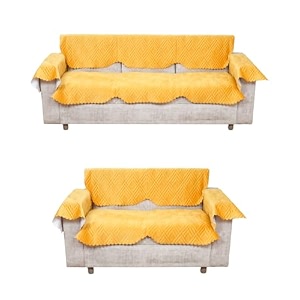fashion throw sofa cover 3 seater and 2 seater velvet quilted anti-slip sofa cover protector covers  sofa slipcovers yellow 3 seater  2 seater  arm cover