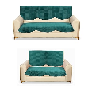 fashion throw quilted velvet 3 and 2 seater sofa cover  anti-slip  machine washable  sofa slipcover  teal 32