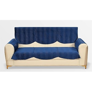 fashion throw quilted velvet 3 seater sofa cover  anti-slip  machine washable  sofa slipcover  navy with armrest covers