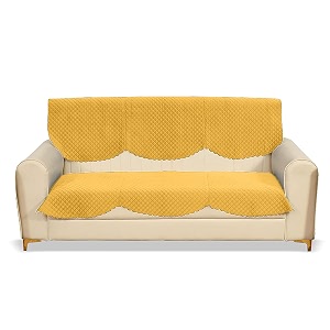 fashion throw quilted velvet 3 seater sofa cover  anti-slip  machine washable  sofa slipcover  yellow 3 seater
