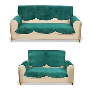 fashion throw quilted velvet 32 shape seater sofa cover  anti-slip  machine washable  sofa slipcover  teal with armrest covers