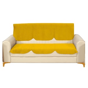 fashion throw quilted velvet 3 seater sofa cover  anti-slip  machine washable  sofa slipcover  yellow 3 seater