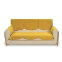 Fashion Throw Quilted Velvet 3 Seater Sofa Cover | Anti-Slip | Machine Washable | Sofa Slipcover | Yellow with Armrest Covers