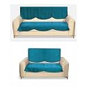Fashion Throw Quilted Velvet 3 and 2 Seater Sofa Cover | Anti-Slip | Machine Washable | Sofa Slipcover | Turquoise (3+2)